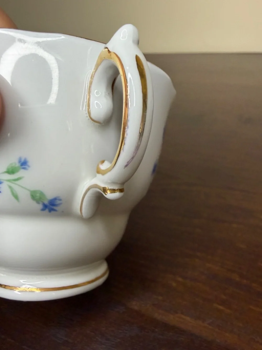 Vintage Colclough Cornflower Blue White Tea Cup & Saucer Set England Gilt Gold